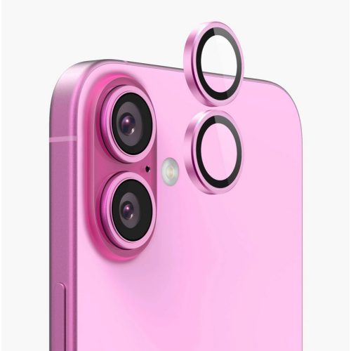 Applikátoros rózsaszín kamera védő 9H iPhone 16, 16 Plus