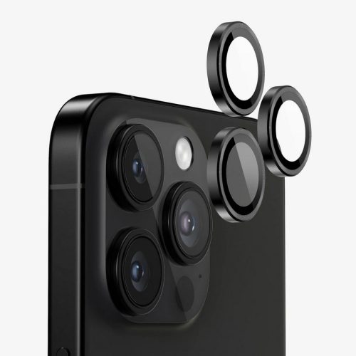 Applikátoros fekete titán kamera védő 9H iPhone 16 Pro, 16 Pro max