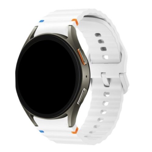 Android fehér hullámos szilikon óraszíj - 20mm