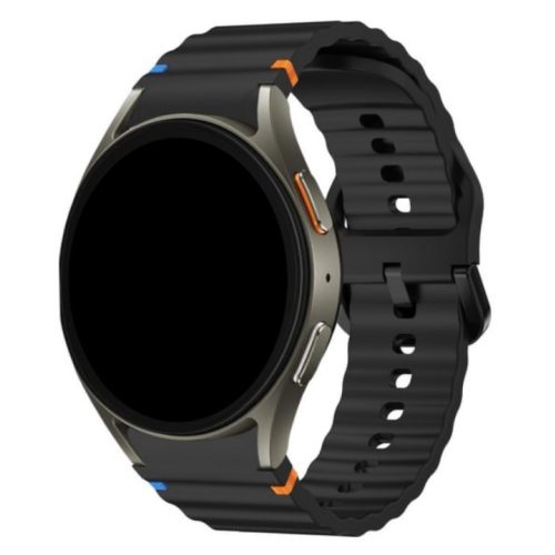 Android fekete hullámos szilikon óraszíj - 20mm