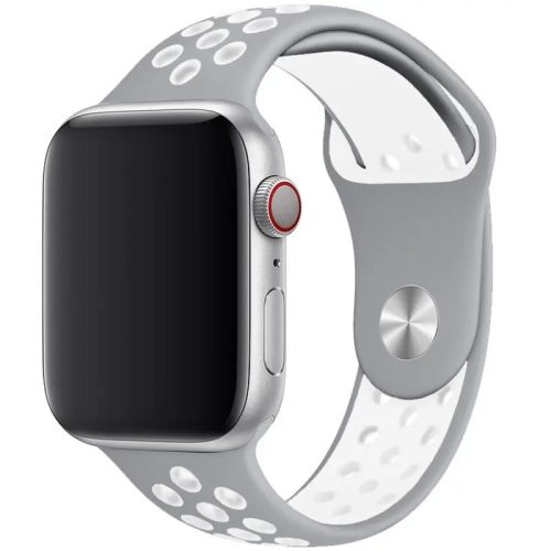 Apple Watch szürke/fehér sport szilikon szíj 38/40/41/42 (series10)mm