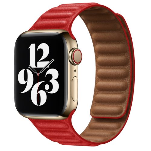 Apple Watch piros bőr szíj 38/40/41/42 (series10)mm