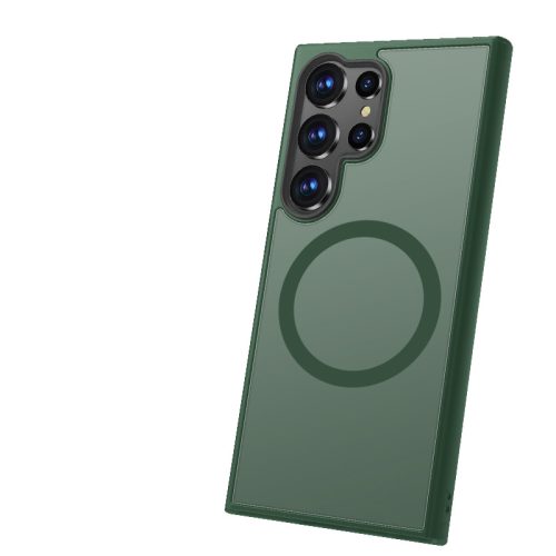 Samsung Galaxy S24 Ultra mágneses zöld/átlátszó szilikon tok