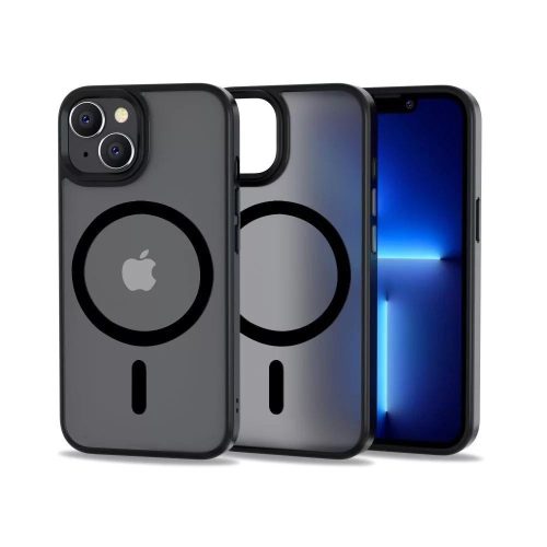 iPhone 15 Plus MagSafe fekete/átlátszó szilikon tok